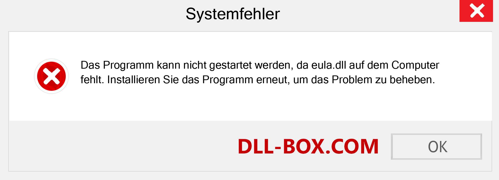 eula.dll-Datei fehlt?. Download für Windows 7, 8, 10 - Fix eula dll Missing Error unter Windows, Fotos, Bildern